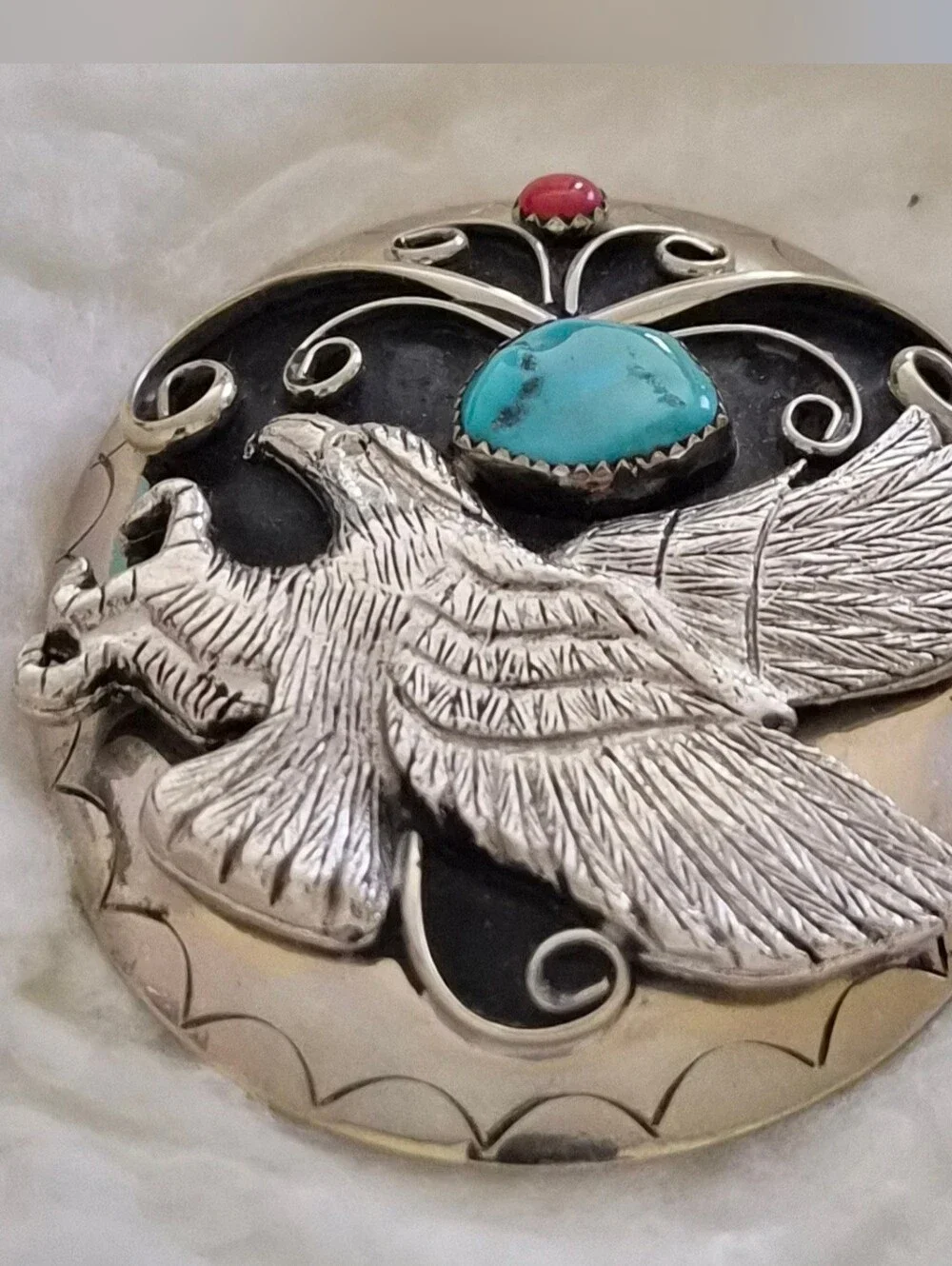Handcrafted Genuine Turquoise Eagle Belt Buckle – USA